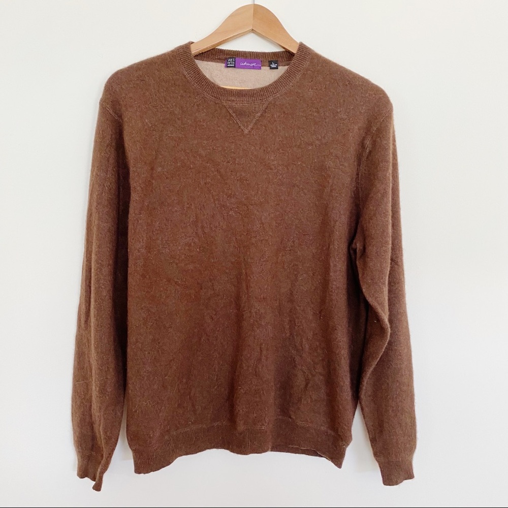 Saks Fifth Avenue Brown Crewneck Cashmere Sweater